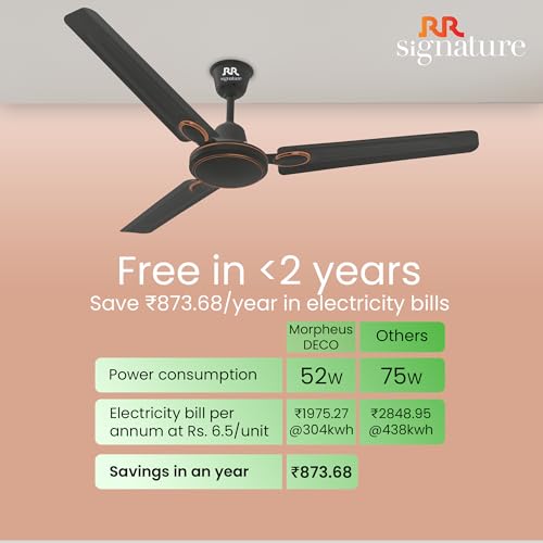 Image of RR Signature MORPHEUS DECO 1S 1200 MM Ceiling Fan For Home|High Speed & High Air Flow | High Energy Efficient | 2 Year Warranty [Velvet Brown]