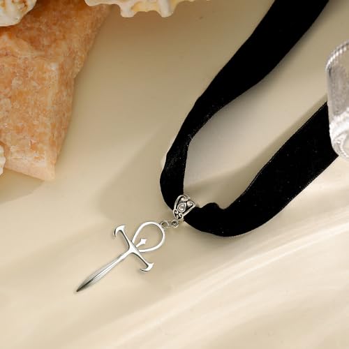 Ankh Choker Necklace Gothic Black Velvet Coptic Ankh Cross Pendent Religious Jewelry Accessories for Women3