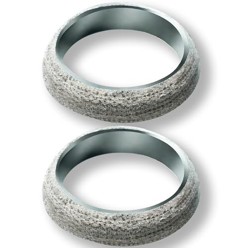 Image of ID 2.36In /60mm Car Exhaust Manifold Gasket, 2Pcs Automotive Exhaust Muffler Gasket, Graphite Muffler Flange Connector Replacement for Most 2-3 /8 inch OD Car Pipes