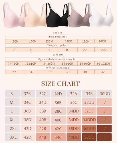 Image of DOCUMO Wireless Bras for Women No Underwire Seamless Push Up Bras with Support and Lift, V Neck Bralette with Bra Extender