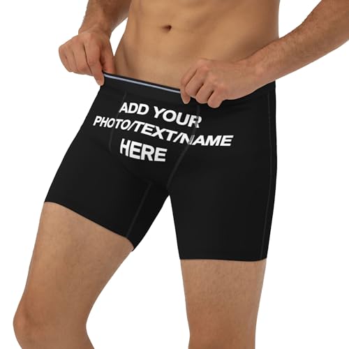 Long Customize Boxer Briefs for Men Personalized Underwear Add Your Own Photo Text Name Logo3