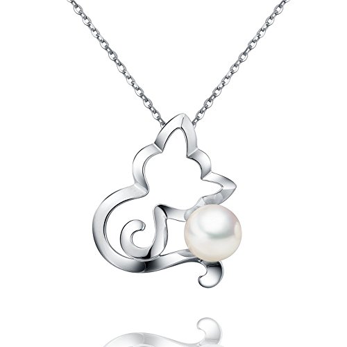 Cat Lovers Gifts Freshwater Cultured Pearl Necklace 925 Sterling Silver - Viki Lynn #TOP7