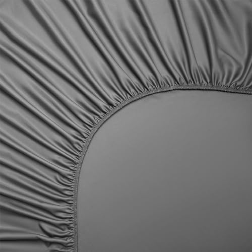 HYPREST 100% Eucalyptus Tencel Sheets Queen - 18 Inch Deep Pocket Cooling for Hot Sleepers Lyocell Luxury Grey Silky Soft - Thumbnail 5