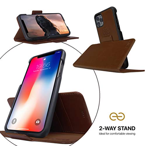 Image of dreem Fibonacci 2-in-1 Wallet Case for Apple iPhone Xs Max - Luxury Vegan Leather, Magnetic Detachable Shockproof Phone Case, RFID Card Protection, 2-Way Flip Stand - Chocolate