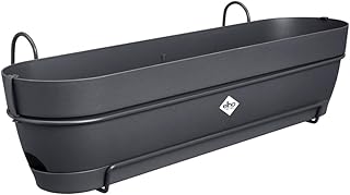 elho Vibia Campana Balkonkasten Allin1 70 mit Wasserreservoir - Übertopf für Balkon - 100% recyceltes Plastik - Ø 70.4 x H 17.7 cm - Schwarz/Anthracite