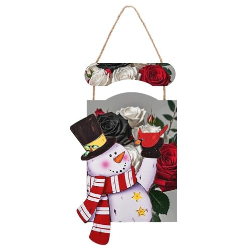 Tableau de Noël bonhomme de neige suspendu en bois pour décoration murale d'hiver