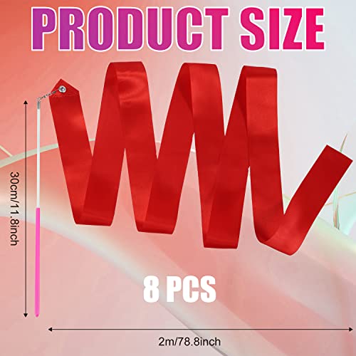 8pcs Dance, 78.7 Inch Gymnastics Streamers with Rhythmic Dancer Wand, Twirling s for Kids Girls Adults Dancing Training Birthday Party Favors (Various Styles) - Thumbnail 2