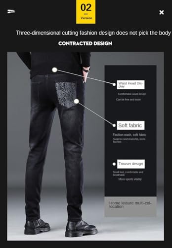 Jeans Pants Trousers Denim Spring and Autumn Men's Stretch Slim Fit Classic Printed Casual 5