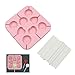 Stampi Lecca Silicone Stampo Cottura - Muffa Mold Accessori Alimenti Attrezzo con 20 Bastoncini per Pop Torta Lollipop Candy Gummy Jelly Cioccolato Biscotti Caramelle, Pink, 1 Pezzi
