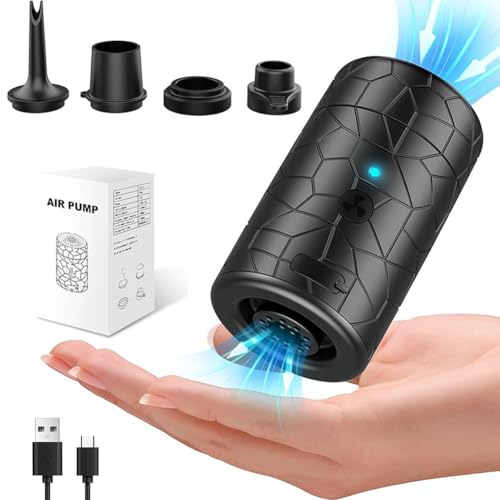 Mini 4500Pa Elektrische Luftpumpe, Luftmatratze Inflate/Deflate Luftpumpe, USB-C Akku Elektrische Pump mit 4 Luftdüsen,Tiny luftpumpe für Aufblasbare Matratze,Schwimmring,Vakuumbeutel, Boot (Schwarz) Mini 4500Pa Elektrische Luftpumpe, Luftmatratze Inflate/Deflate Luftpumpe, USB-C Akku Elektrische Pump mit 4 Luftdüsen,Tiny luftpumpe für Aufblasbare Matratze,Schwimmring,Vakuumbeutel, Boot (Schwarz)