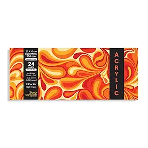 Zen Sangam Artists Bookmark Acrylics Glued Sketch Paper Pad - 300 GSM - Cold Pressed - (24 Sheets) - Canvas Texture Surface - 25x10cm - For Acrylics, Tempera,Poster Paint,Heavy-body Paints,Oil Paints