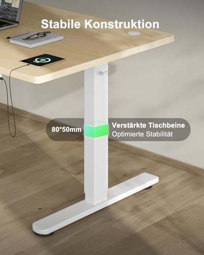 Devoko Höhenverstellbarer Schreibtisch 180x80cm mit Typ-C Ladeanschluss, Schreibtisch Höhenverstellbar Elektrisch… – Ansicht 7
