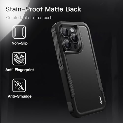 Image of KARWAN Shockproof Back Case Cover Compatible with iPhone 14 Pro Max, Heavy Duty Case with 360 Degree Camera Protection, Dual Layer Rugged Bumper Protection Cover with Matte Finish (Black)