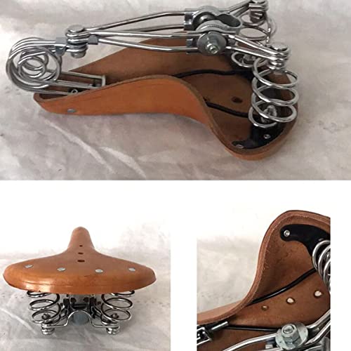 Selle de vélo classique à ressorts en cuir synthétique premium et finitions chromées