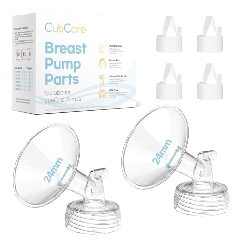 Flange Inserts for Spectra Spectra Replacement Pump Parts for S1/S2/9 Plus Not Original Accessories Breast Pump Parts Include 2-Pack 24MM Flanges and 4-Pack Duckbill Valves
