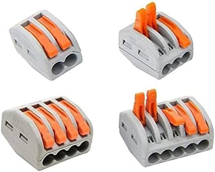 Compact Wire Connectors,Premium PCT-212/213/214/215 Lever-Nut Assortment Pack, Assortment Conductors, Terminal Block Wire Push Cable Connector (2 Port 10Pcs 3 Port 10Pcs 4 Port 10pcs 5 Port 10Pcs)