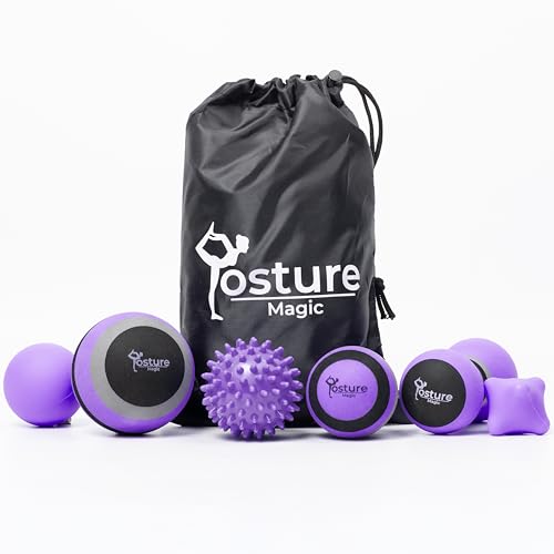 Posture Magic Massage Ball Kit for Myofascial Trigger Point Release & Deep Tissue Massage - Set of...
