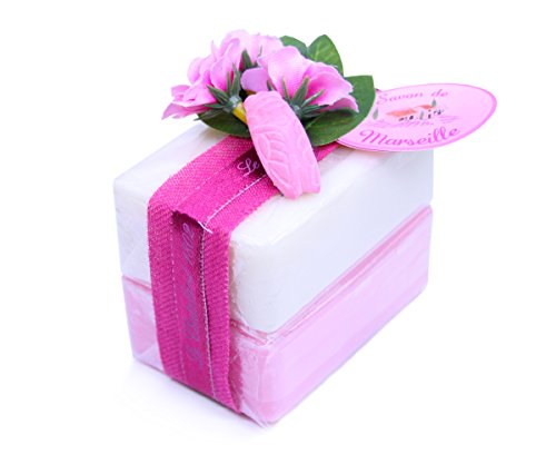 Savon de Marseille Bath Soap Bars Gift Set - Rose & Jasmin