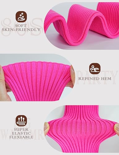 v28 Women Juniors Neon Ribbed Leg Warmers for 80s Eighty's Party Sports Yoga3