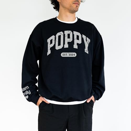 Custom Poppy Sweatshirt With Grandkids Names On Sleeve, Poppy Christmas Tshirt, Poppy Crewneck, For Poppy4