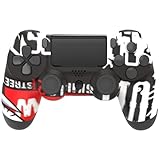 Wireless Controller for PS-4, Vibration Controllers Remote Joystick Compatible PS-4/PS-4 Pro/PS-4 Slim, with Audio Function, LED Indicator and USB Cable (Red Eye)