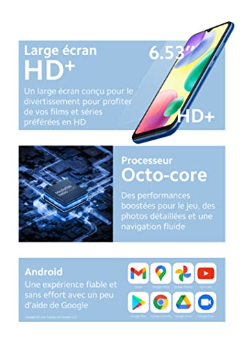 Xiaomi Redmi 10A Smartphone, 32Go, Écran immersif 6,53", Batterie Longue autonomie 5000mAh, Double caméra 13MP, Gris Graphite