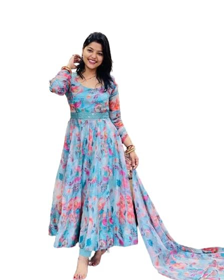 Robe en organza avec dentelle Dupptta ROYALICA pour femme