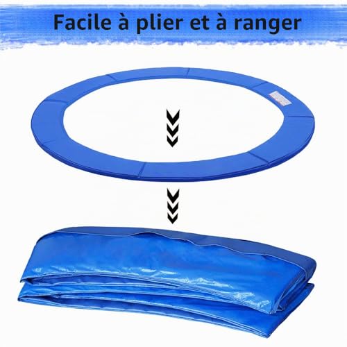 Bâche trampoline anti-déchirures housse imperméable et résistante aux UV bleu
