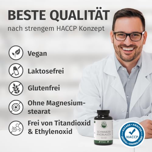 Green Naturals® Schwarzer Knoblauch Kapseln - Hochdosiert: 750 mg (15:1 Extrakt) - Entspricht 11250 mg Tagesdosis - Black Garlic