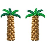Palm Tree Balloons Set, Hawaiian Party Decorations with Green Tree Leaves Foil Brown Balloons for Tropical Baby Shower Birthday Party Decorations