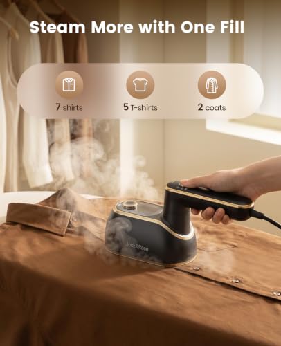 Image of Jack ＆ Rose Travel Steamer Iron for Clothes,1200w Iron Steamer,Portable Handheld Travel Size Steamer iron,8S Fast Heat-Up，Large Ceramic Heat Panel (Black)