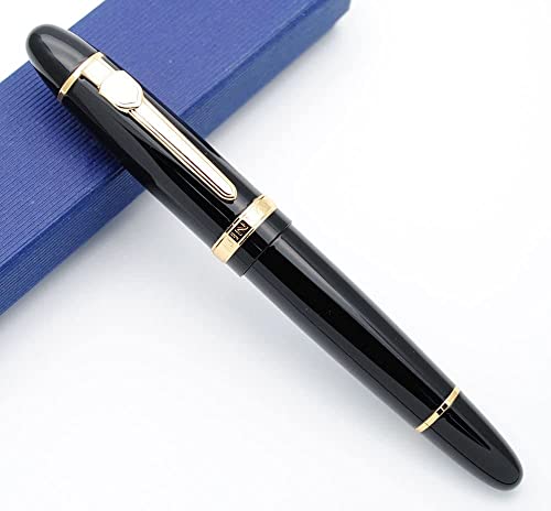 Image of Levin 159 Black Golden Trim Fountain Pen Medium Nib With Ink Convertor.