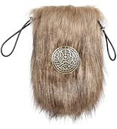Joukavor Viking Fur Pouch Renaissance Medieval Waist Bag Cosplay Accessory (Brown)