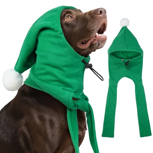 Costume Noël rouge grand chien avec ce bonnet écharpe molletonné