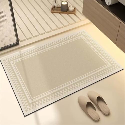 Jdozfo Alfombra Baño Secado Rapido 60x90cm Alfombrilla Baño Diatomita Super Absorbente, Alfombra Ducha Antideslizante, Alfombras Lavable Bathroom Mat para Bañera Cocina Neutral 6-694