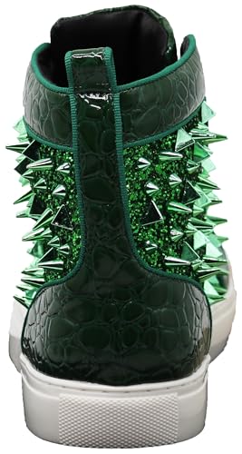 Image of Enzo Romeo Men's High Top Crystal Shimmer Rhinestone Blink Flat Spike Fashion Sneakers Shoes BUL2