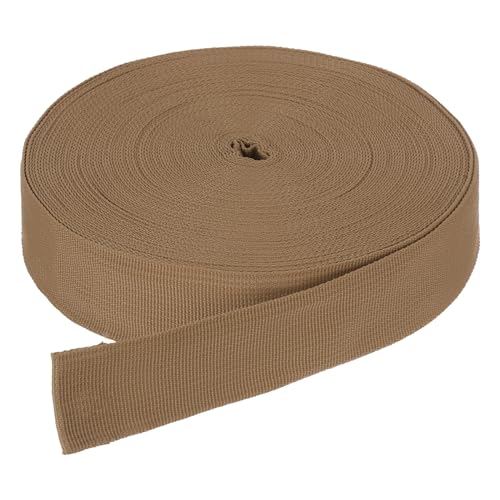 DMiotech 50 Yard x 1 1/2 Inch Width Nylon Webbing Strap Poly Flat Webbing Strapping for DIY Craft Backpack Strapping, Sewing, Outdoor Gear Repair, Light Brown
