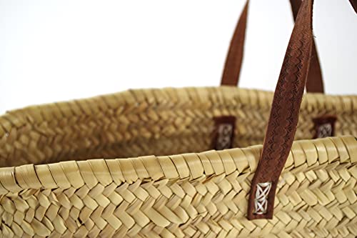 Korbtaschen Kobolo Strandtasche aus Palmblatt mit Ledergriffen