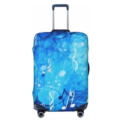 Blue Musical Notes Print Luggage Suitcase Covers Elastic Washable Luggage Protector Luggage Covers For Suitcase