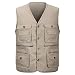 APTRO Men's 100% Cotton Outdoor Multi Pocket Vest Khaki L(Tag 3XL)