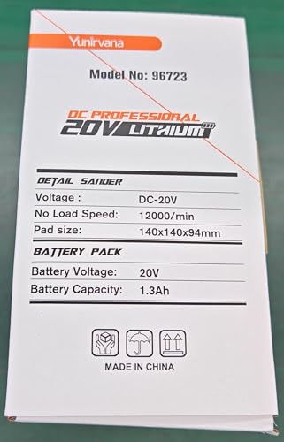 Yunirvana Cordless Sander 20V, Detail Sanders, 20Pcs Sandpapers,12000 RPM Sanders with Dust Collection System for Tight Spaces Sanding in Home Decoration, Battery and Charger Included 12 Yunirvana Cordless Sander 20V, Detail Sanders, 20Pcs Sandpapers,12000 RPM Sanders with Dust Collection System for Tight Spaces Sanding in Home Decoration, Battery and Charger Included - Image 12