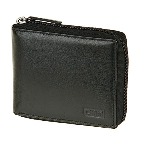 Tonin, 202174301, Carteira Compacta Masculina de Fechamento Ziper, cor Preto, Couro