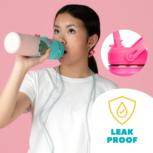 Canteenies Kids Water Bottle For School, 22 Oz, Straw Lid, Stickers, Scrunchie, Vacuum Insulated Stainless Steel Double Walled, Bpa Free Food-Safe, Leak-Proof Tumbler Travel Cup For Girls #TOP4