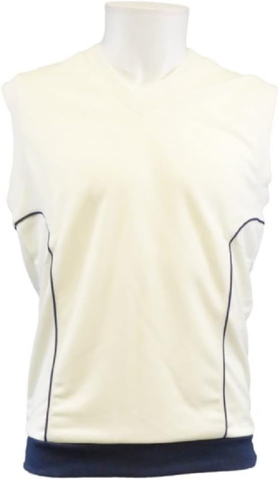 Soft Fleece Lined Cricket Slipover Jumper with Navy Trim - Adult & Kids Sizes (Boys 26-28")