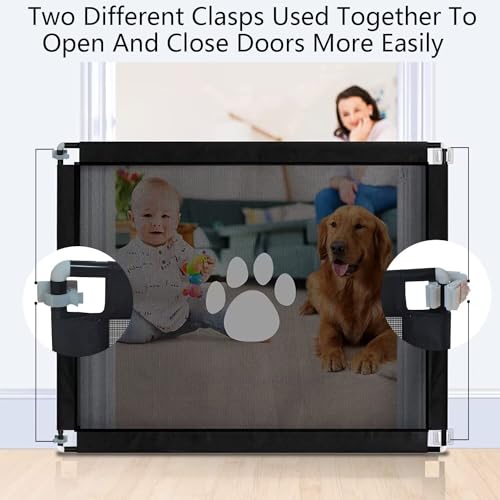 Dog Barriers Dog Gate for Stairs Dog Door Barrier Portable Pet Gate Pet Stair Gate No Drilling Required for Stairs, doorways and hallways (39.3 * 31.4 inches) Black by SzmengC - Image 2
