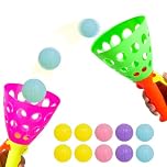 Dncvb Pop and Catch Ball Game with 2 Launch Baskets and 10 Balls, Kids Ball Games, Outdoor Indoor Game Activities for Kids, click and catch ball game, Outdoor Garden