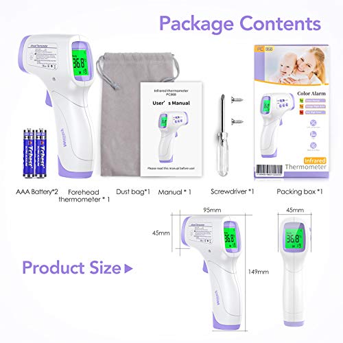 Wawech Baby Fieberthermometer kontaktlos digital Infrarot Stirnthermometer 3 in 1 Stirn Thermometer...