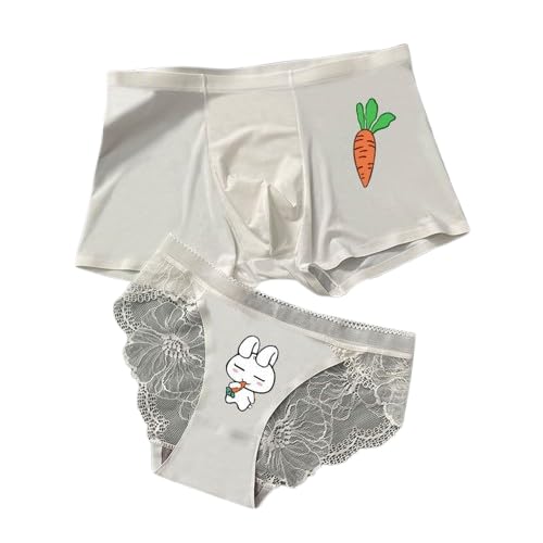 Image of PANTEASY White Printed Couple Lingerie Soft Silky Handfeel- Brief & Panty