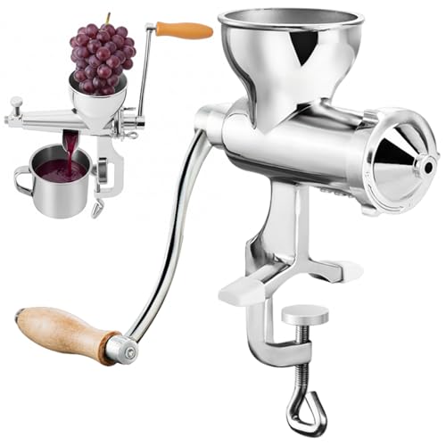 Stainless Steel Juicer Hand Press, Manual Juicer for Oranges, Pomegranates & Ginger with Pulp Strainer, Easy-Clamp Cold Press for Kitchen Countertop, summer