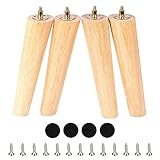 Lot de 4 canapés-lits ronds ronds en bois de 25 cm - Pour table de bureau - Pieds de table pré-percés - Boulons et vis et tampons en caoutchouc